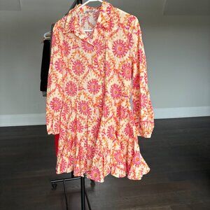 Zara pink and orange button up dress